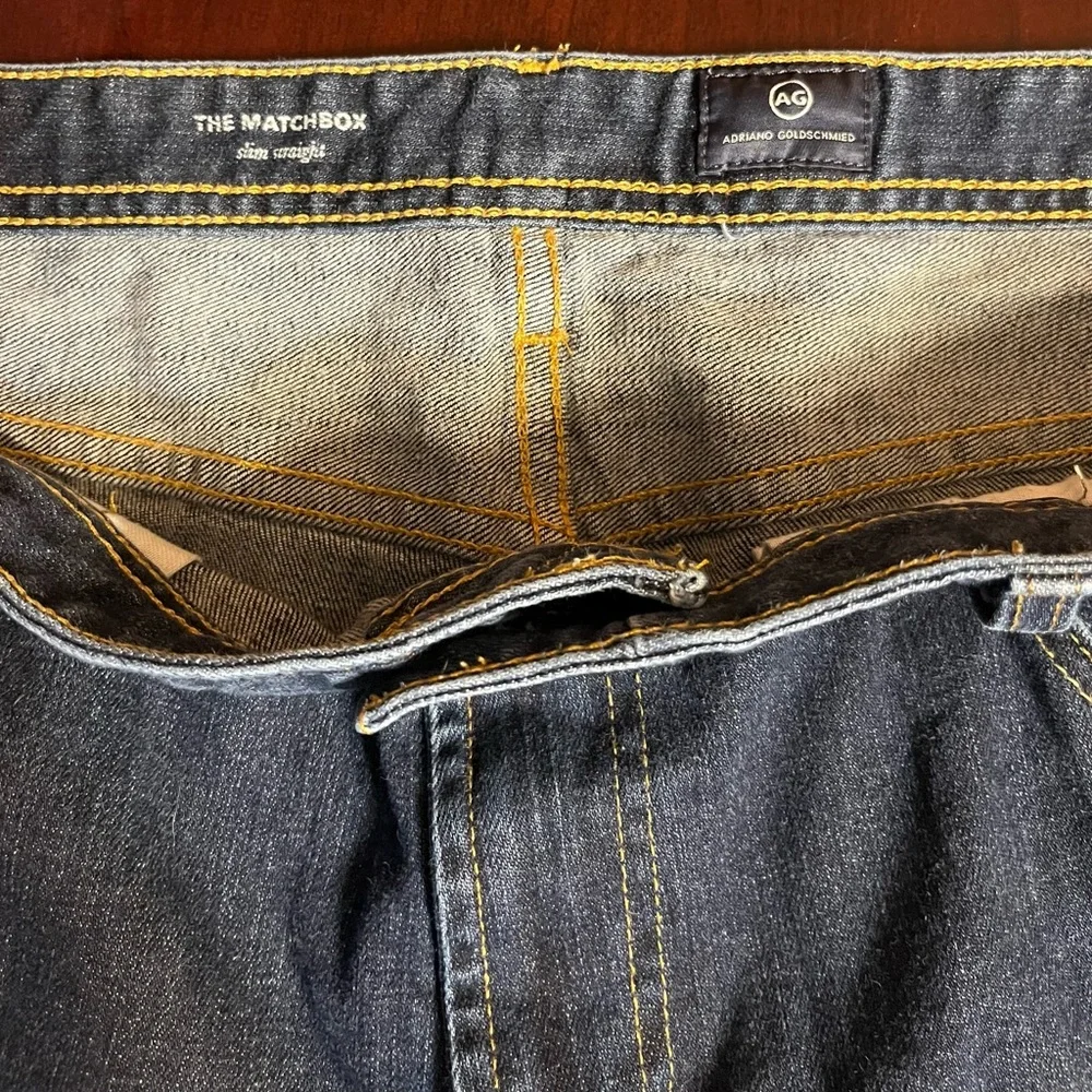 Men’s blue jeans slim straight Adriano Goldschmied pants denim Size 38X32